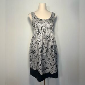 See by Chloe Navy Blue and Gray Silver Floral Sleeveless Dress Women’s Size 4
